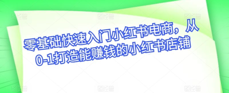 小红书电商实战宝典：从开店到爆款，轻松实现月入过万-免费资源网