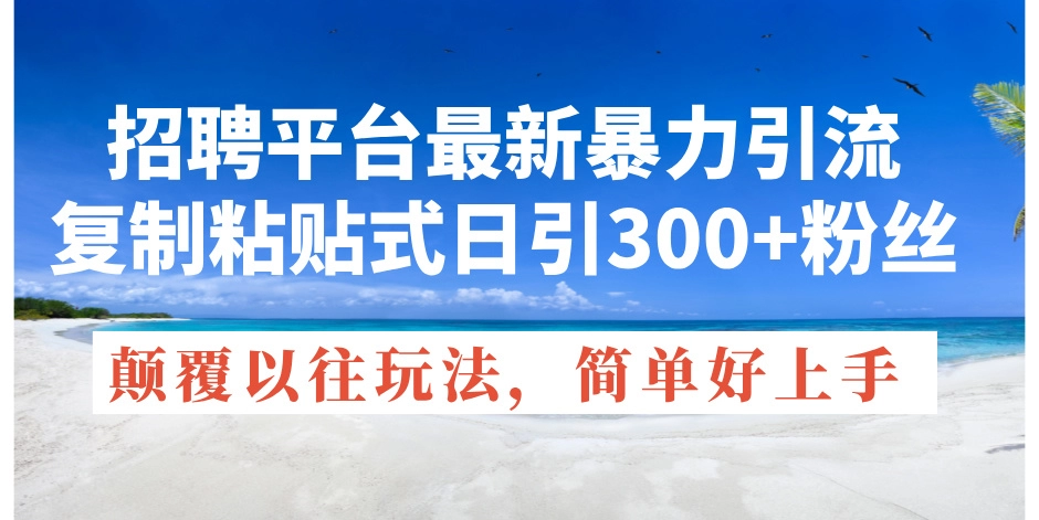 招聘平台新爆款：复制粘贴日引300+粉丝_彻底颠覆传统引流方法-免费资源网