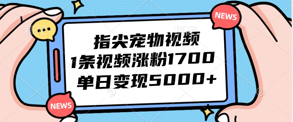 如何通过指尖宠物视频快速涨粉1700_单日收入突破5000元-免费资源网