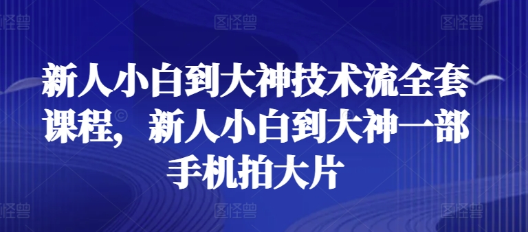 新人小白到大神技术流全套课程，新人小白到大神一部手机拍大片-免费资源网