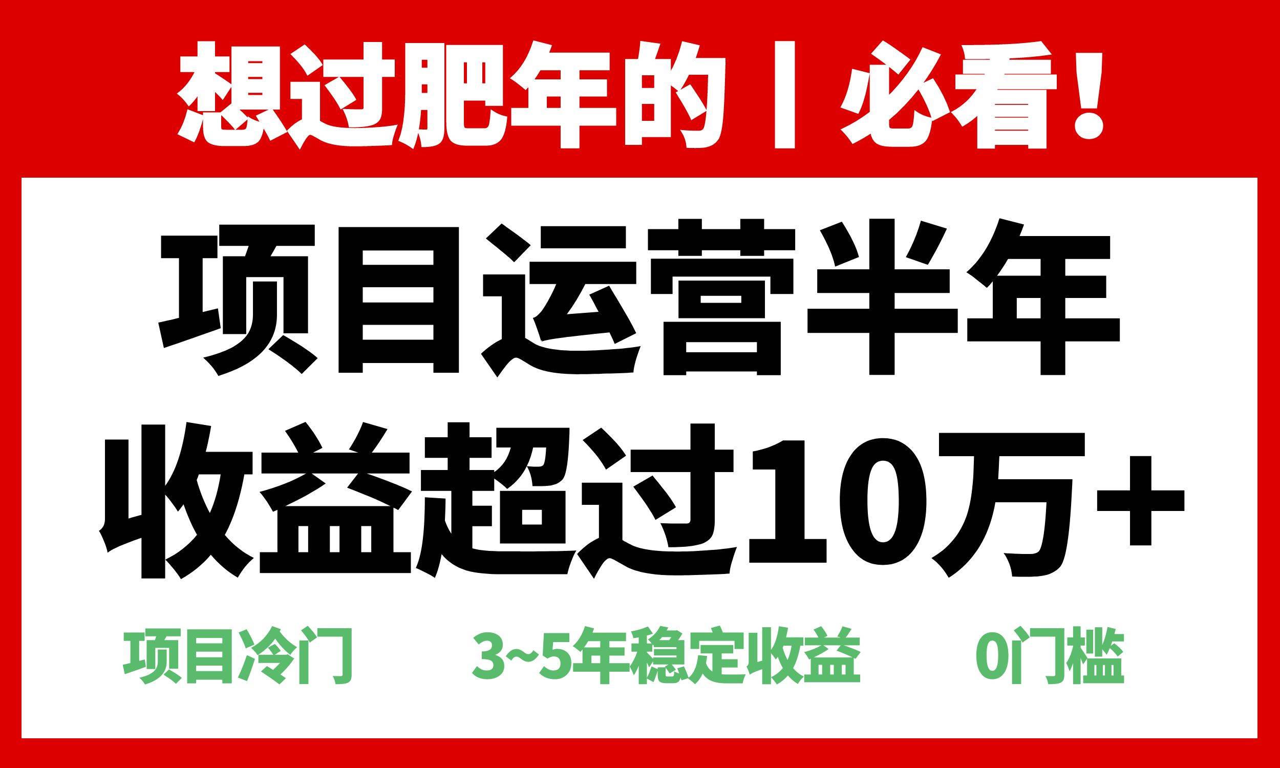 年前过肥年的必看的超冷门项目，半年收益超过10万+，-免费资源网