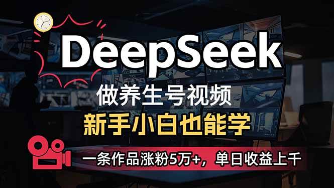 小白用DeepSeek做养生号，一条作品涨粉5万+，单日收益上千-免费资源网