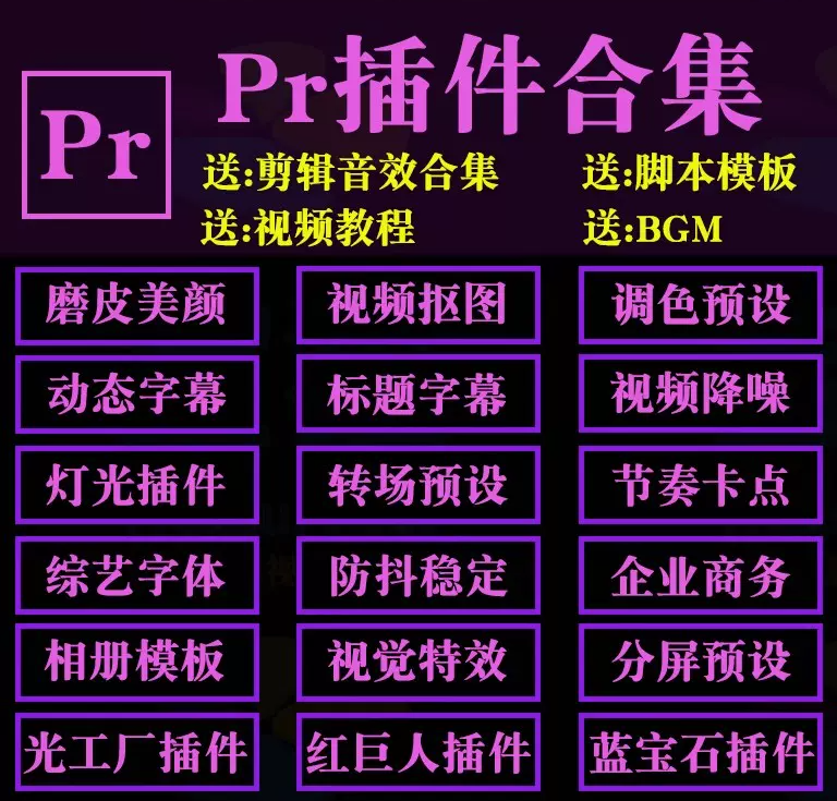 PR中文插件大全：Win/Mac一键式安装高级转场、降噪、磨皮功能全覆盖-免费资源网