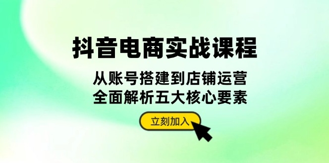 抖音电商全攻略_从账号搭建到店铺运营_深度解析五大成功要素-免费资源网