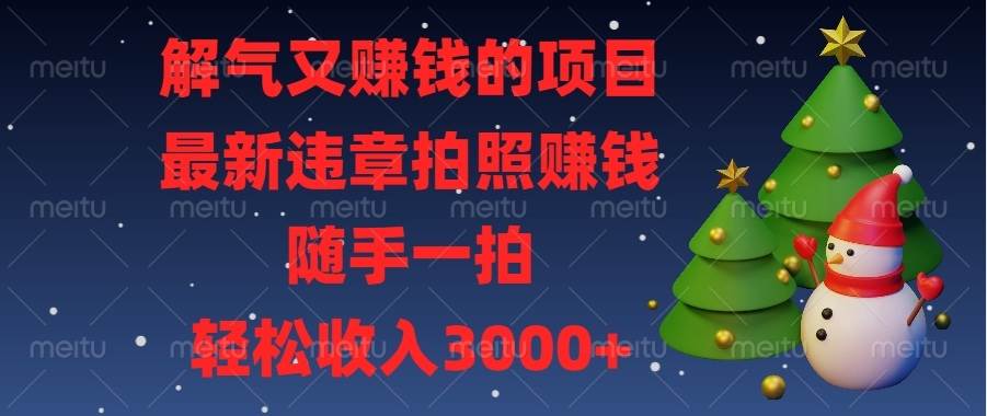 解气又赚钱的项目，最新违章拍照赚钱，随手一拍，轻松收入3000+-免费资源网