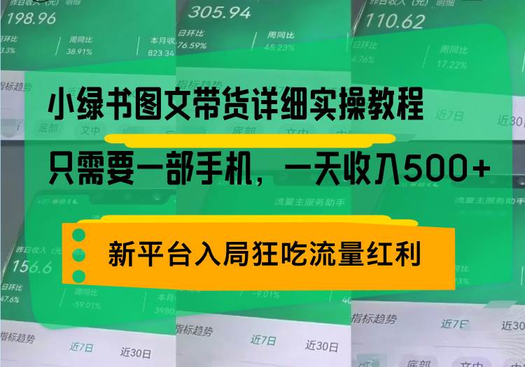 小绿书图文带货详细实操教程，只需要一部手机，一天收入500+，轻松变现-免费资源网