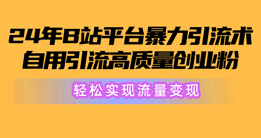 B站创业粉高质量引流_流量变现新策略-免费资源网